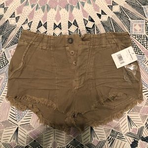 Free people beige fray shorts
